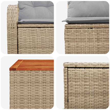 Sofa Sæt 6 stk. Beige og lys grå Poly Rattan og Stål