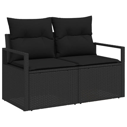 Sofa Sæt 6 stk. Sort Poly Rattan og Stål
