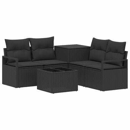 Sofa Sæt 6 stk. Sort Poly Rattan og Stål