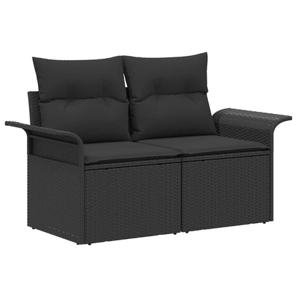Sofa Sæt 6 stk. Sort Poly Rattan og Stål