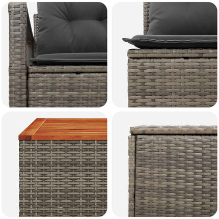 Sofa Sæt 6 stk. Grå og Mørkegrå Poly Rattan og Stål