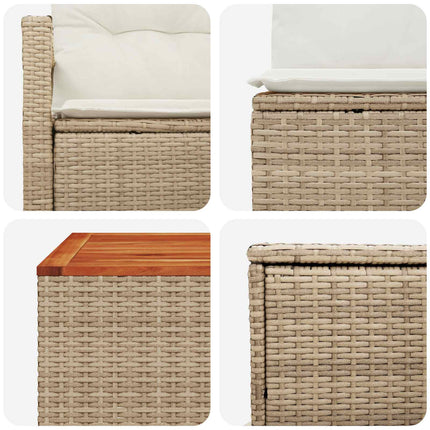 Sofa Sæt 6 stk. Beige og cremehvid Poly Rattan og Stål