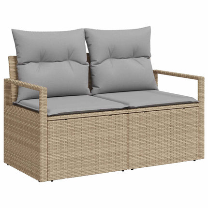 Sofa Sæt 6 stk. Beige og lys grå Poly Rattan og Stål