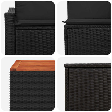 Sofa Sæt 6 stk. Sort Poly Rattan og Stål