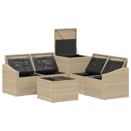 Sofa Sæt 6 stk. Beige og cremehvid Poly Rattan og Stål