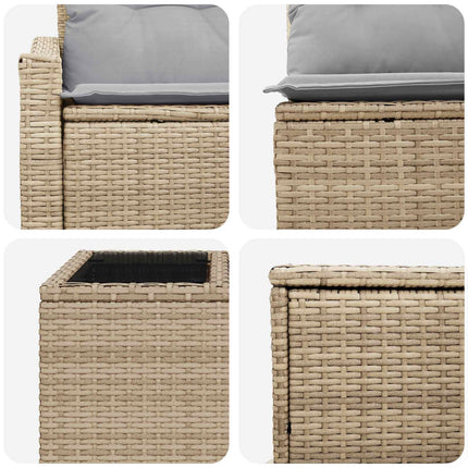 Sofa Sæt 6 stk. Beige og lys grå Poly Rattan og Stål