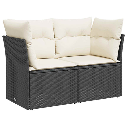 Sofa Sæt 6 stk. Sort og Cremehvid Poly Rattan og Stål