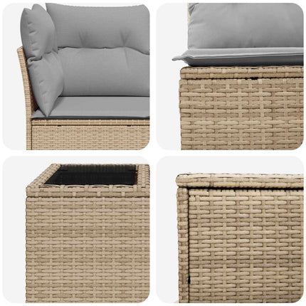 Sofa Sæt 6 stk. Beige og lys grå Poly Rattan og Stål