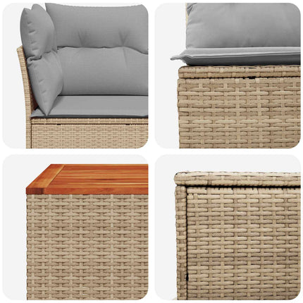 Sofa Sæt 6 stk. Beige og lys grå Poly Rattan og Stål