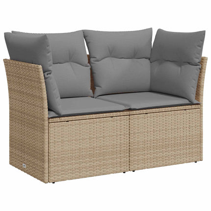 Sofa Sæt 6 stk. Beige og lys grå Poly Rattan og Stål