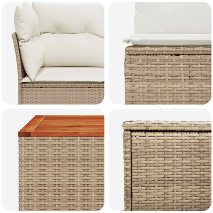 Sofa Sæt 6 stk. Beige og cremehvid Poly Rattan og Stål
