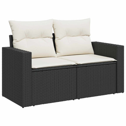Sofa Sæt 6 stk. Sort og Cremehvid Poly Rattan og Stål