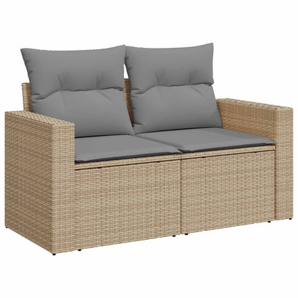 Sofa Sæt 6 stk. Beige og lys grå Poly Rattan og Stål