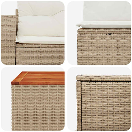Sofa Sæt 6 stk. Beige og cremehvid Poly Rattan og Stål