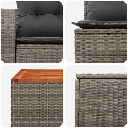 Sofa Sæt 6 stk. Grå og Mørkegrå Poly Rattan og Stål