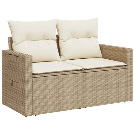 Sofa Sæt 6 stk. Beige og cremehvid Poly Rattan og Stål