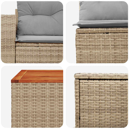 Sofa Sæt 6 stk. Beige og lys grå Poly Rattan og Stål