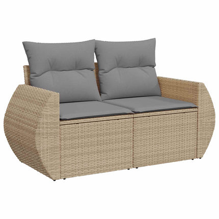 Sofa Sæt 6 stk. Beige og lys grå Poly Rattan og Stål