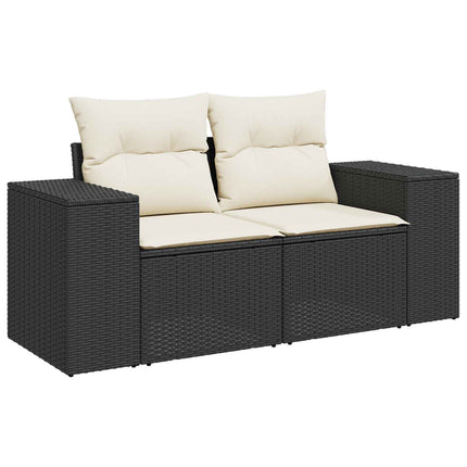 Sofa Sæt 6 stk. Sort og Cremehvid Poly Rattan og Stål