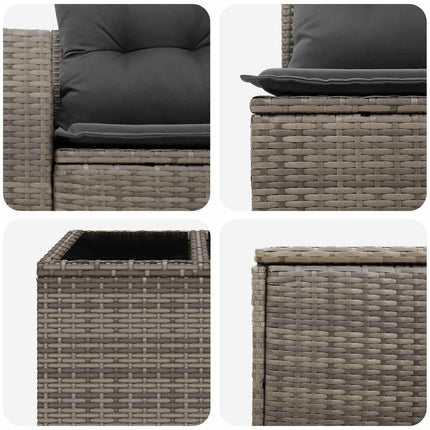 Sofa Sæt 6 stk. Grå og Mørkegrå Poly Rattan og Stål