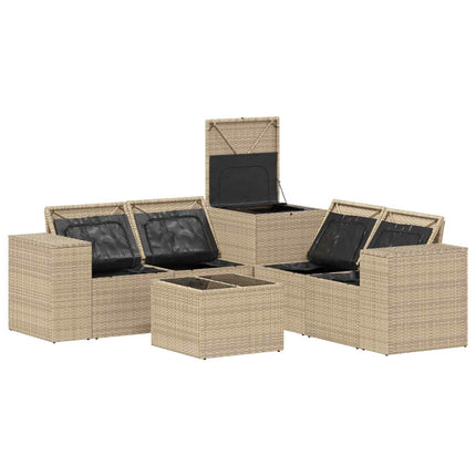 Sofa Sæt 6 stk. Beige og lys grå Poly Rattan og Stål