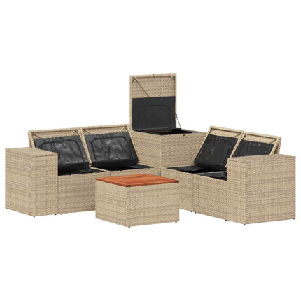 Sofa Sæt 6 stk. Beige og lys grå Poly Rattan og Stål