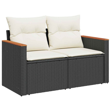 Sofa Sæt 6 stk. Sort og Cremehvid Poly Rattan og Stål