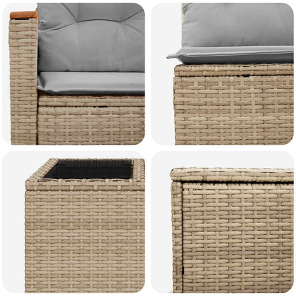 Sofa Sæt 6 stk. Beige og lys grå Poly Rattan og Stål
