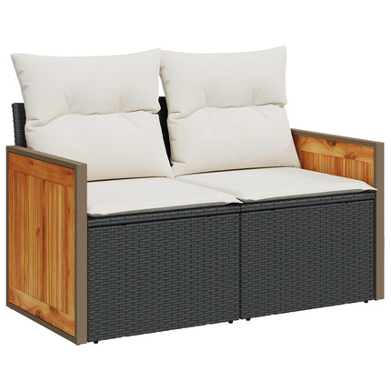 Sofa Sæt 6 stk. Sort og Cremehvid Poly Rattan og Stål