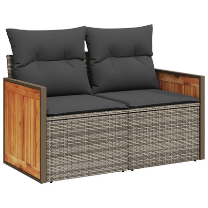 Sofa Sæt 6 stk. Grå og Mørkegrå Poly Rattan og Stål
