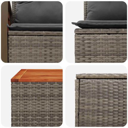 Sofa Sæt 6 stk. Grå og Mørkegrå Poly Rattan og Stål