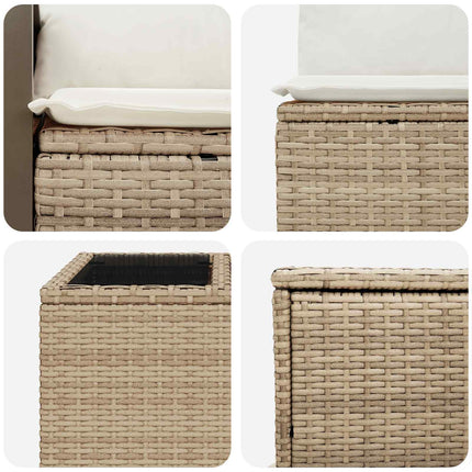 Sofa Sæt 6 stk. Beige og cremehvid Poly Rattan og Stål