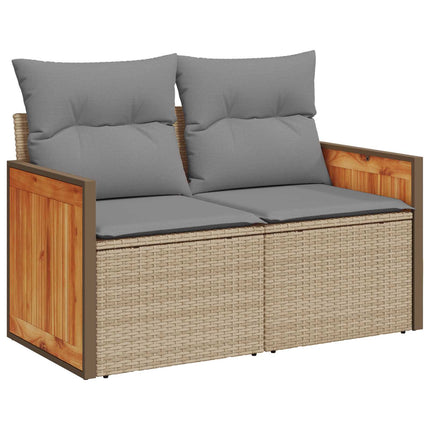 Sofa Sæt 6 stk. Beige og lys grå Poly Rattan og Stål