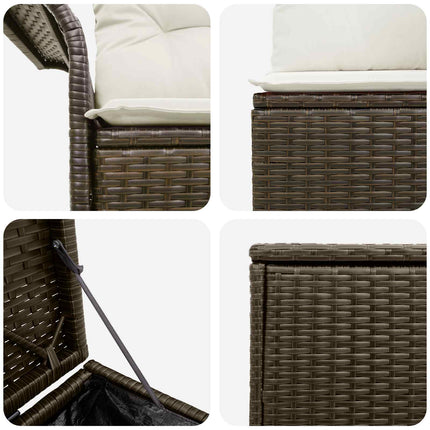 Sofa Sæt 5 stk. Brun og Creme Hvid Poly Rattan og Stål