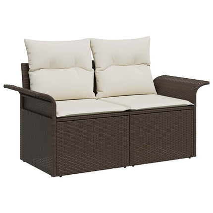 Sofa Sæt 5 stk. Brun og Creme Hvid Poly Rattan og Stål