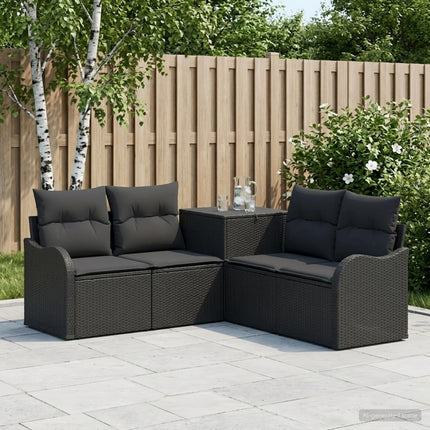 Sofa Sæt 5 stk. Sort Poly Rattan og Stål