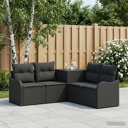 Sofa Sæt 5 stk. Sort Poly Rattan og Stål