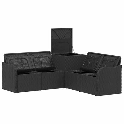 Sofa Sæt 5 stk. Sort og Cremehvid Poly Rattan og Stål