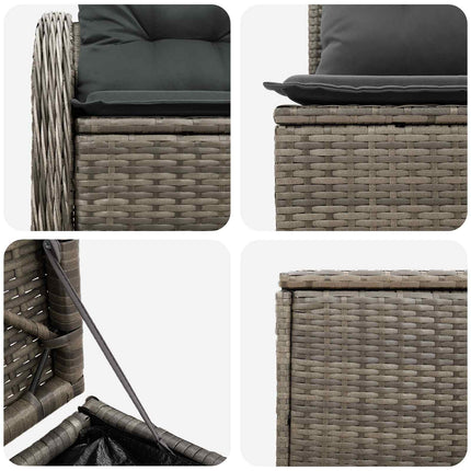 Sofa Sæt 5 stk. Grå og Mørkegrå Poly Rattan og Stål