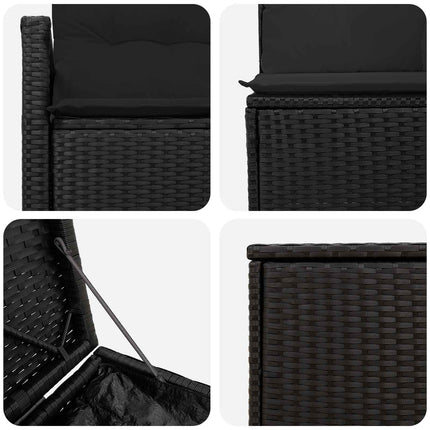Sofa Sæt 5 stk. Sort Poly Rattan og Stål