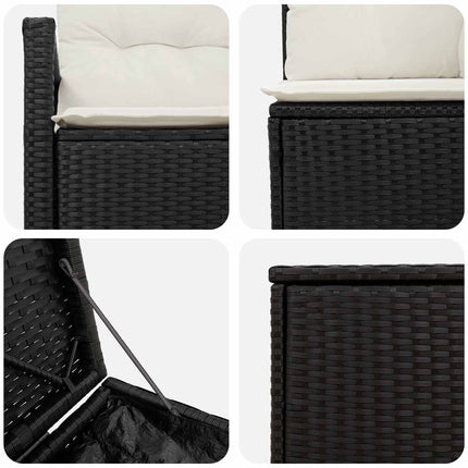 Sofa Sæt 5 stk. Sort og Cremehvid Poly Rattan og Stål