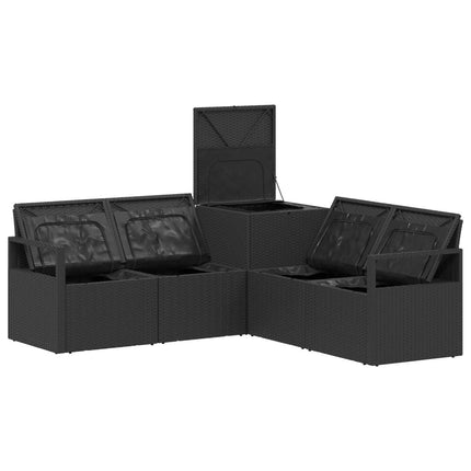 Sofa Sæt 5 stk. Sort Poly Rattan og Stål