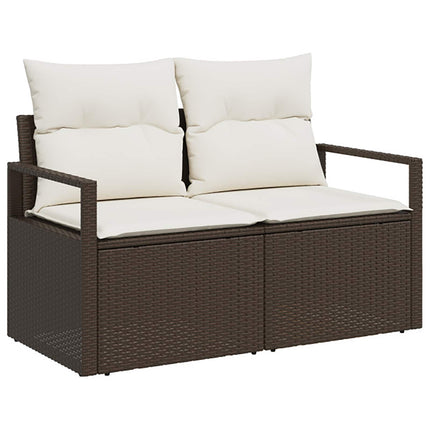 Sofa Sæt 5 stk. Brun og Creme Hvid Poly Rattan og Stål