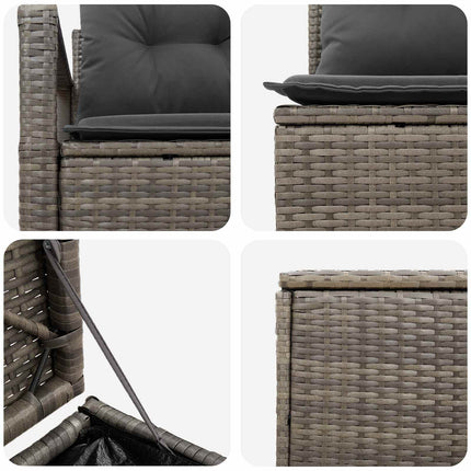 Sofa Sæt 5 stk. Grå og Mørkegrå Poly Rattan og Stål
