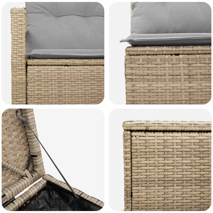 Sofa Sæt 5 stk. Beige og lys grå Poly Rattan og Stål