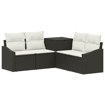 Sofa Sæt 5 stk. Sort og Cremehvid Poly Rattan og Stål