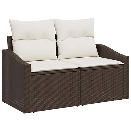 Sofa Sæt 5 stk. Brun og Creme Hvid Poly Rattan og Stål