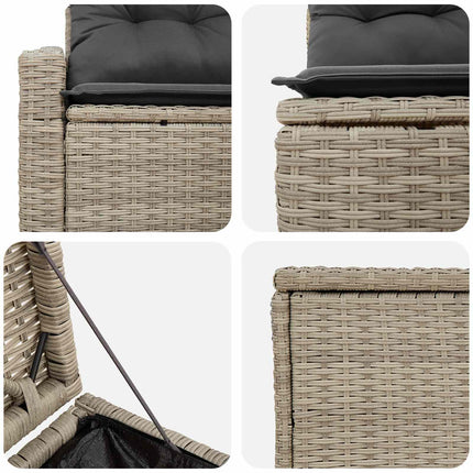 Sofa Sæt 5 stk. Lysegrå og mørkegrå Poly Rattan og Stål