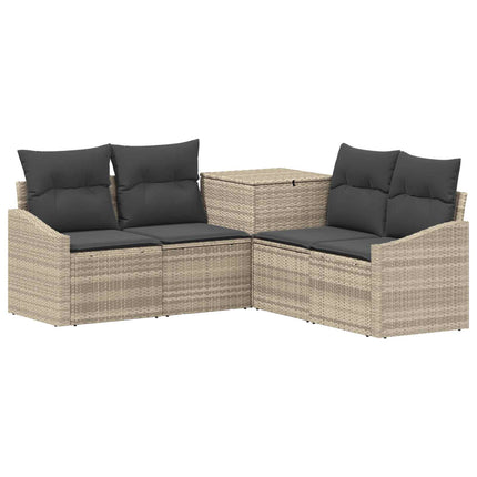 Sofa Sæt 5 stk. Lysegrå og mørkegrå Poly Rattan og Stål