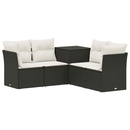Sofa Sæt 5 stk. Sort og Cremehvid Poly Rattan og Stål
